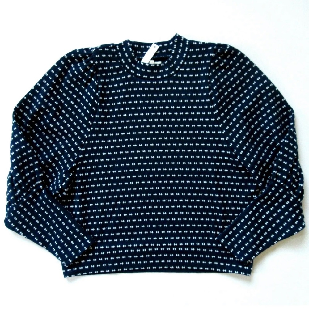 Madewell Puff Sleeve Mockneck Top NWT Size Large